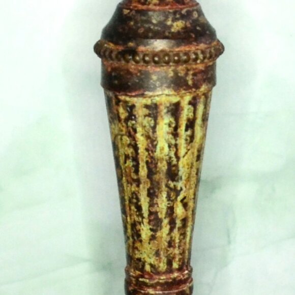 Vintage Style Fluted Metal Candlestick Holder Ornate Beaded Design Distressed - Picture 3 of 7